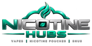 glossy teal nicotine hubs logo